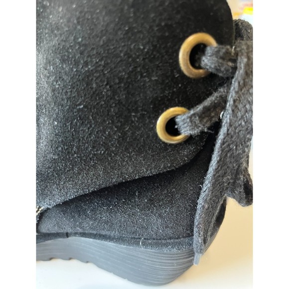 FLY LONDON Yama Wrap Heel Tie Black Suede Wedge Boots Booties 38 US 7.5 - 8 - Picture 10 of 11